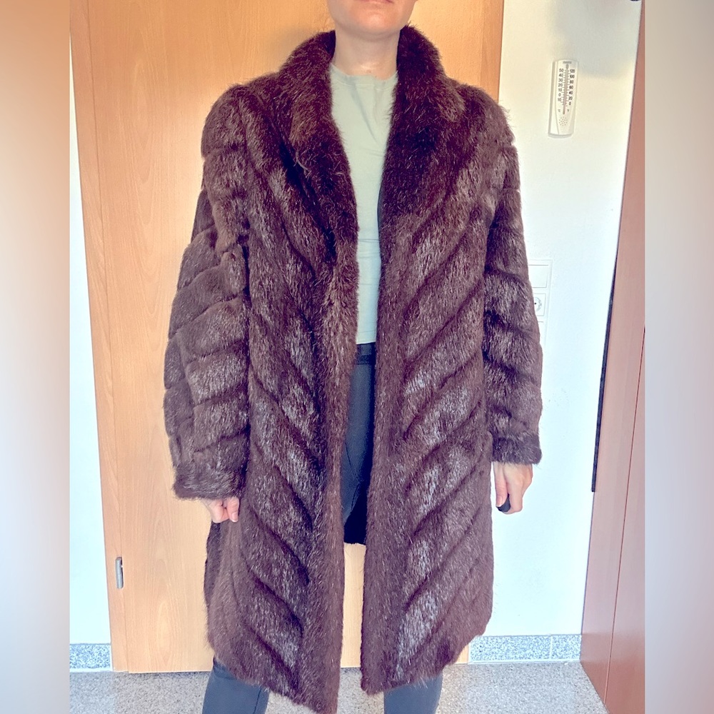 Brown real fur coat. Custom made